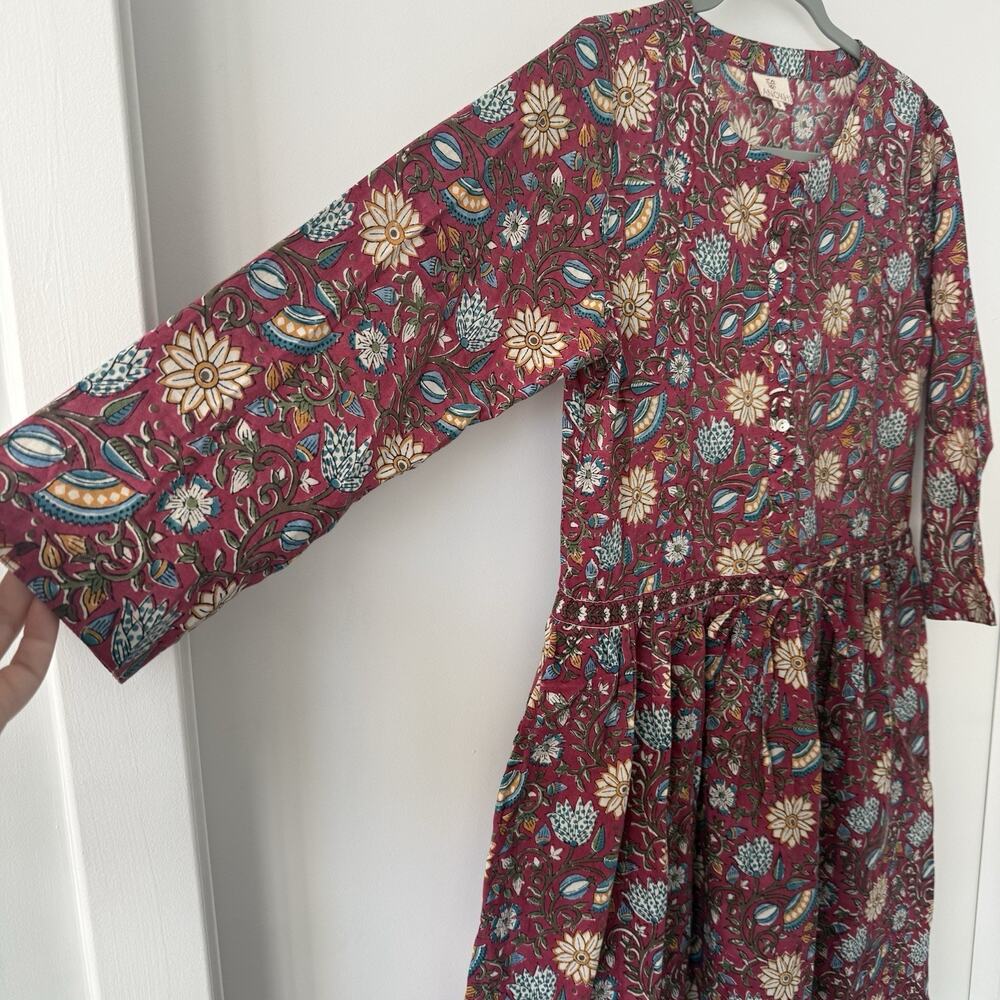 Anokhi Hand Block Print Size‎ S Made In Jaipur, India Kaftan Cover Up /Dress